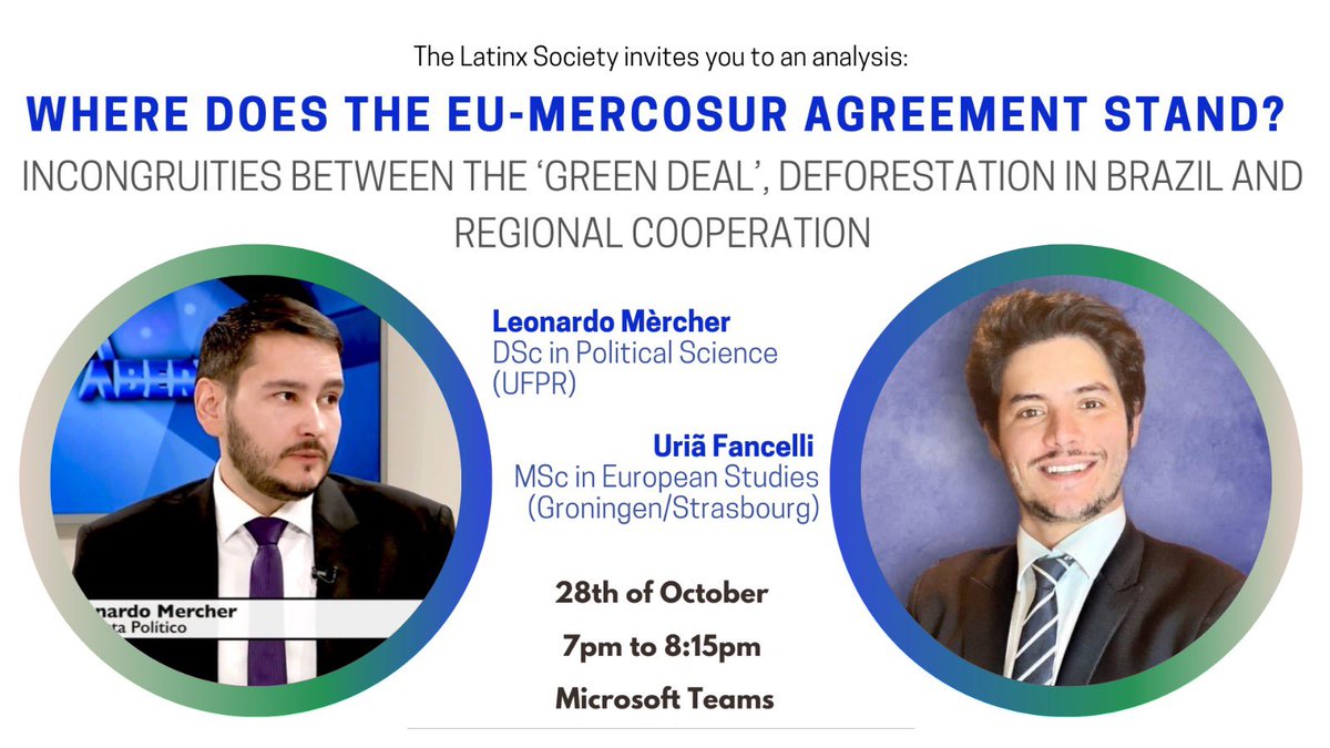 QMLatinx's tweet photo. Join us on Wednesday the 28th of October at 7pm for an analysis on where the EU-Mercosur agreement stands 🌎🧑‍💻💻📍 https://t.co/hneJ5zjaar