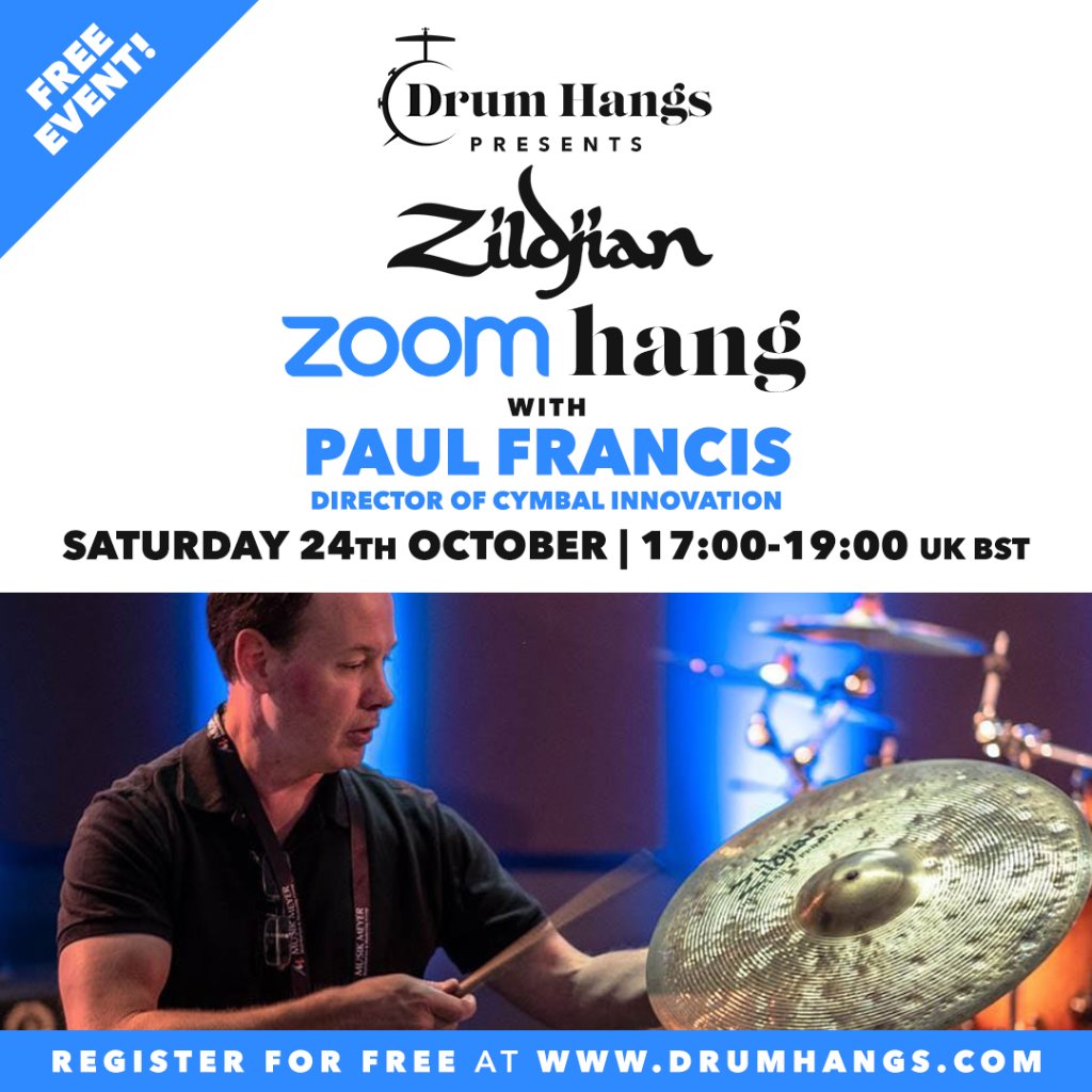 ZildjianCompany's tweet photo. Hang out with @drumhangs and Zildjian's very own Paul Francis (Director of Cymbal Innovation) tomorrow October 24th at 12:00PM ET (17:00 UK BST).
Sign up to watch for free at https://t.co/PX4tT0ZK0w
#ZildjianFamily #DrumHang https://t.co/7k3NrtjetR