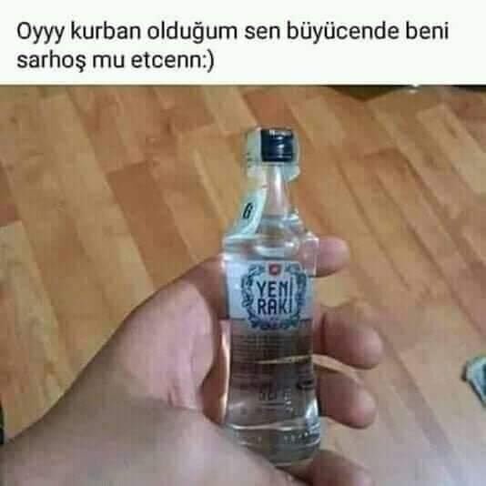 @B19b76 Masanın üstü rakı şişesi dolu. Lütfen olan var olmayan var. Benim bu minyatür şişe ile idare edin😂😂😂