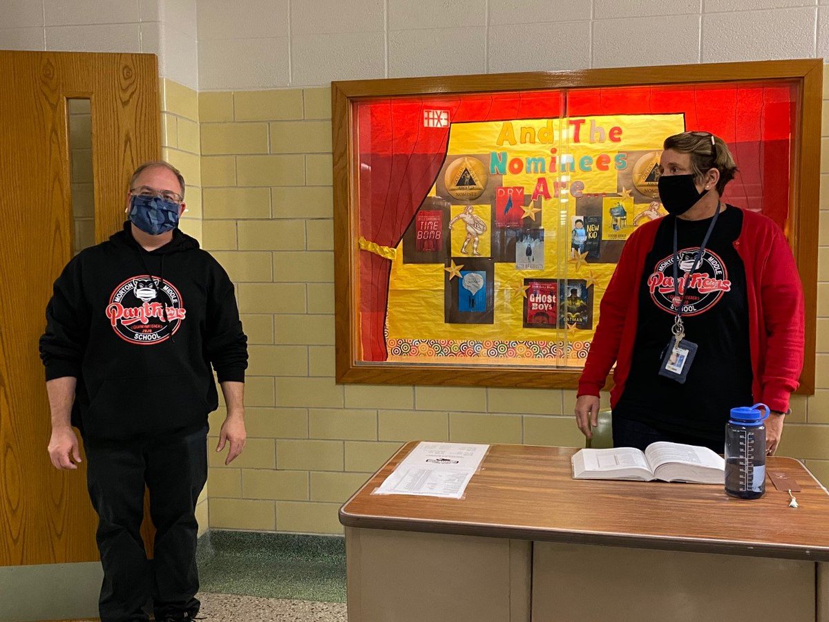OPS_Morton's tweet photo. Morton staff wearing their new #quaranteach shirts! #PantherPride https://t.co/ClVih0UMoL