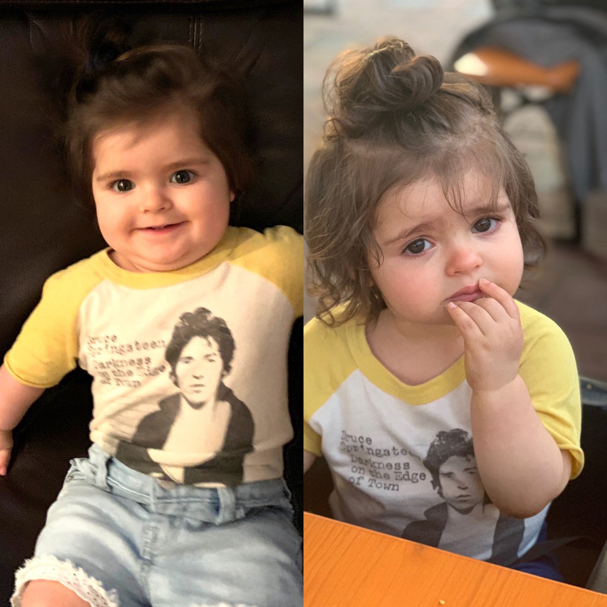 mon0970's tweet image. The face you make when Bruce Springsteen releases the new album today vs. the face you make when you realize there won’t be a tour anytime soon.  We are grateful for the incredible new music though 🎸🎷 🎶  #lettertoyou #springsteen #esb #avajulia #niece
