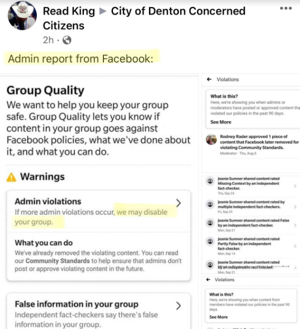 ACTION ITEMS! 1/2This FB group is PUBLIC which means content can be reported to FB by *anyone* w a FB account.It's time to make this group go away.  Make it burn in hell by reporting posts & comments here:  https://www.facebook.com/groups/DentonTexasConcernedCitizensYou might save a life.