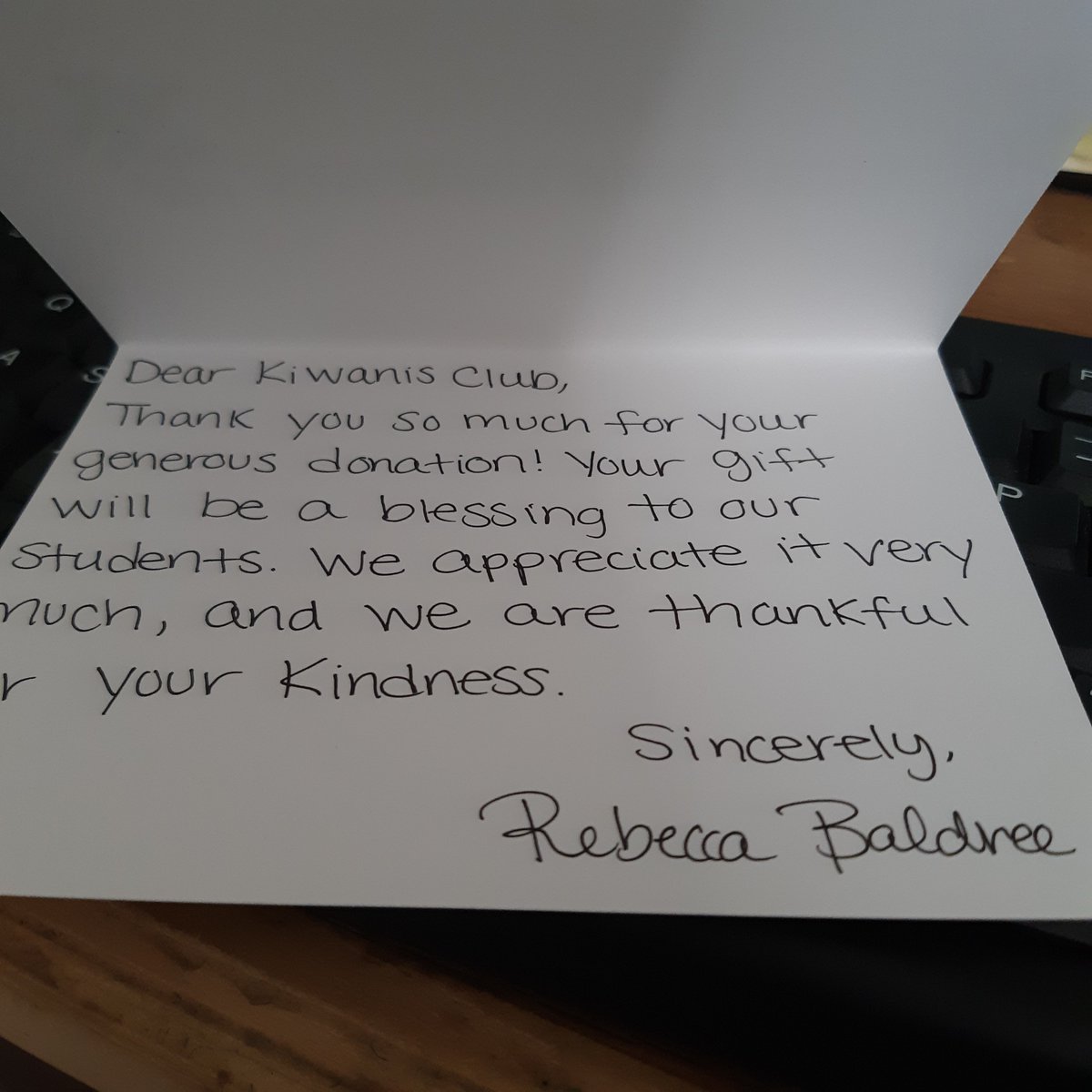 KiwanisWaycross's tweet image. We received a thank you card from the school counselor at #WareCounty Middle School for the ginormous box of school supplies delivered today. I also thank you #Kiwanians for participating in #KiwanisOneDay. #Gratitude #Kindness #ServeWithUs