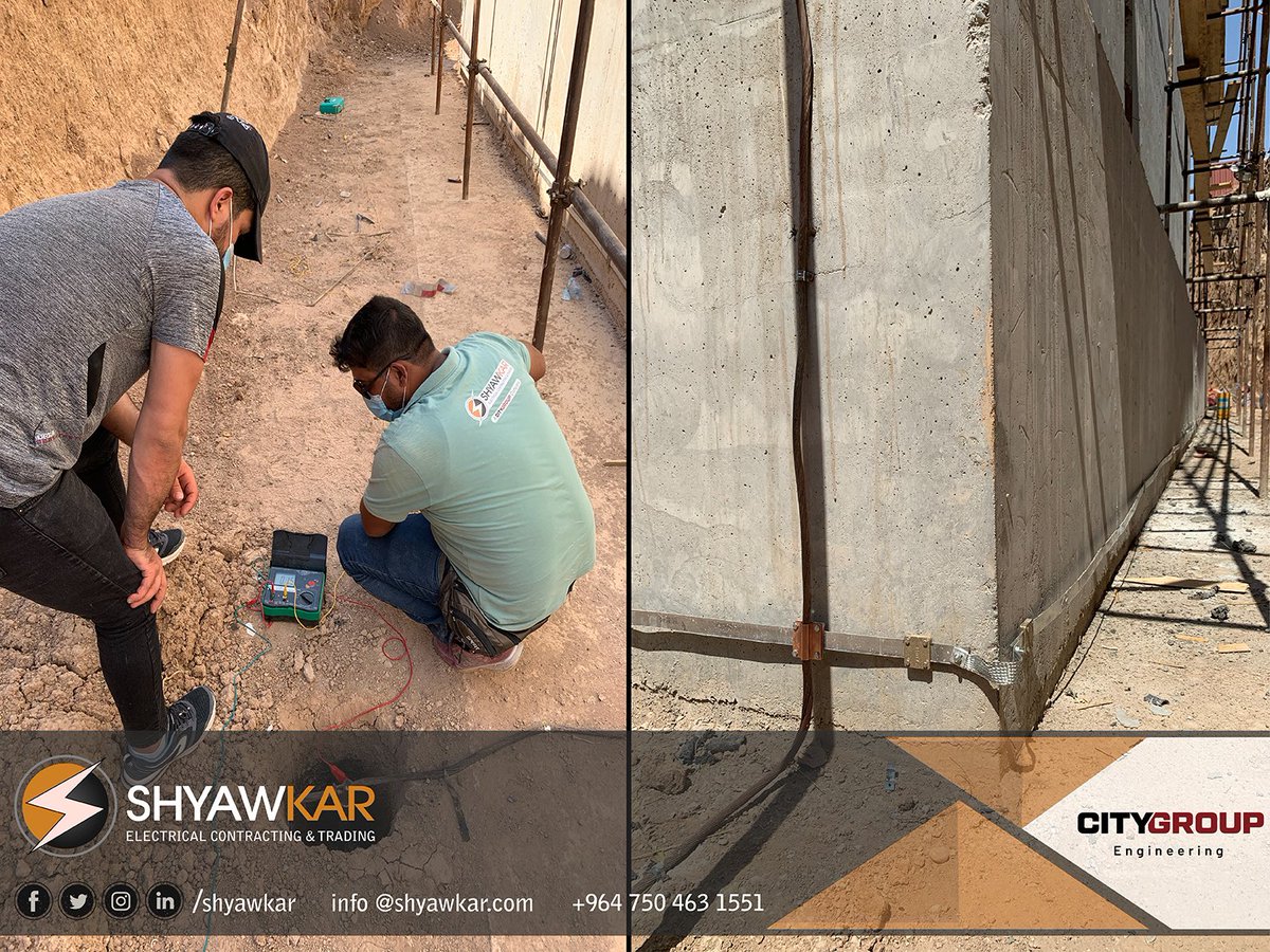 shyawkar's tweet image. Earthing System for foundation of a tower project installed successfully by Shyawkar Company team.

تم تنصيب نظام التأريض لمشروع برج تجاري في 
اربيل من قبل فريق شركة شياوكار 

#earthingsystem #project #Erbil