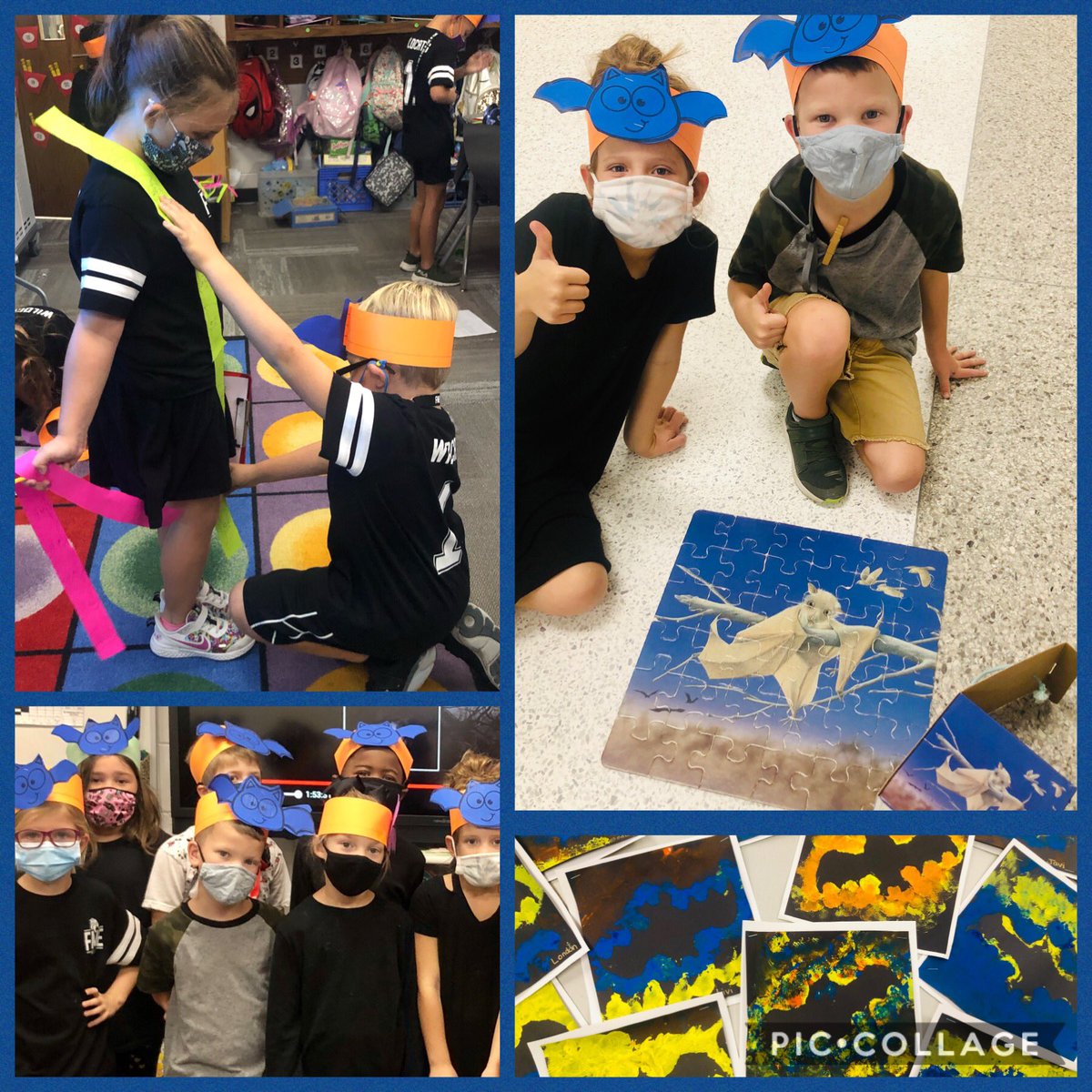 laurieteach's tweet photo. 🦇1st grade went a little batty today!🦇#echolocation #stellaluna #flashlightfun #FridayFunday #nonfiction #fiction #batart #batmeasuringtape #vocabulary #venndiagram #iteachfirst #puzzlefun #fmeistheplacetobe https://t.co/m9PLJbG9Ji