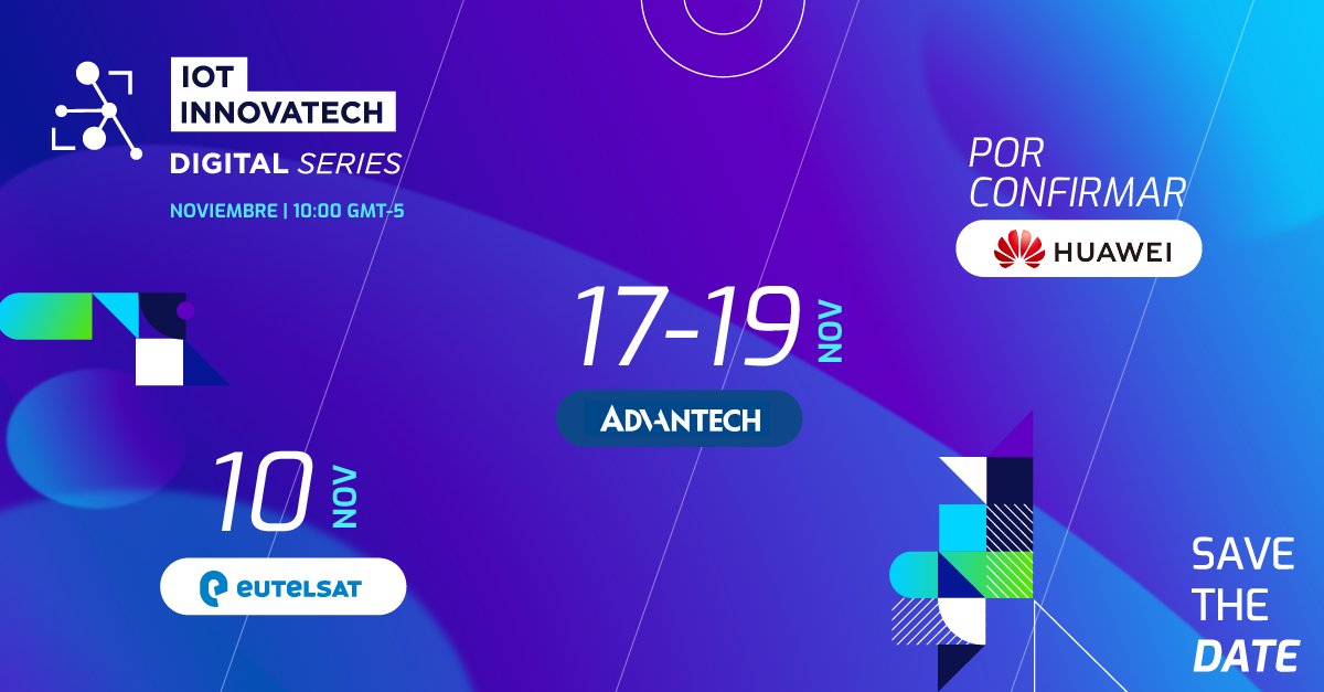 🚨Noviembre!
Aprovecha y regístrate hoy gratis a IoT Innovatech Digital Series. Una iniciativa para seguir apoyando a las industrias y profesionales para avanzar en la #TransformacionDigital  con #IoT, #AI, y otras #TecnologiasDigitales 

Regístrate Aquí >bit.ly/3kDbYhn