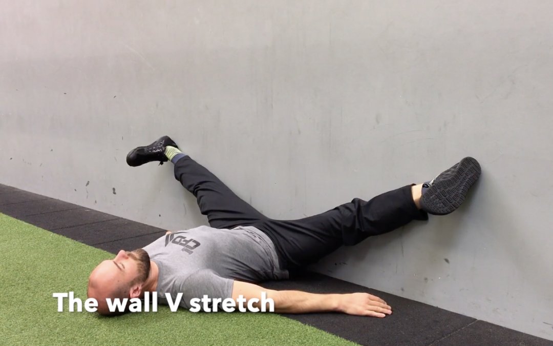 5. Wall V My favorite stretch, mostly because it's passive and I don't have to do any work.Get a nice stretch going in the adductors.Hold for 30-60 seconds.