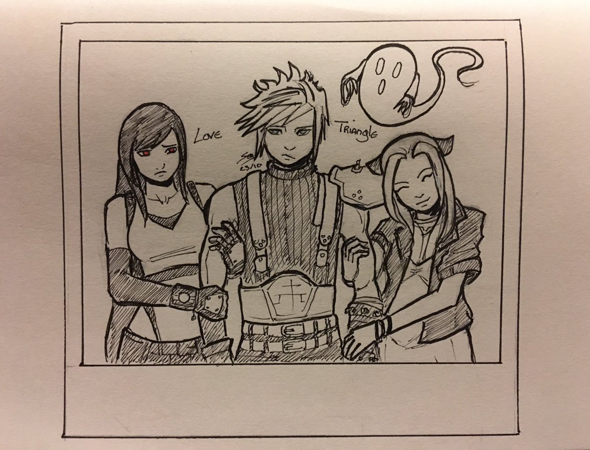 Drawmeacrumble's tweet photo. Day 23: love triangle 
#clerifa #Tifa #CloudStrife #Aerith #FF7Remake #drawwithwebtoon #pasinktober https://t.co/bZuoST83SA