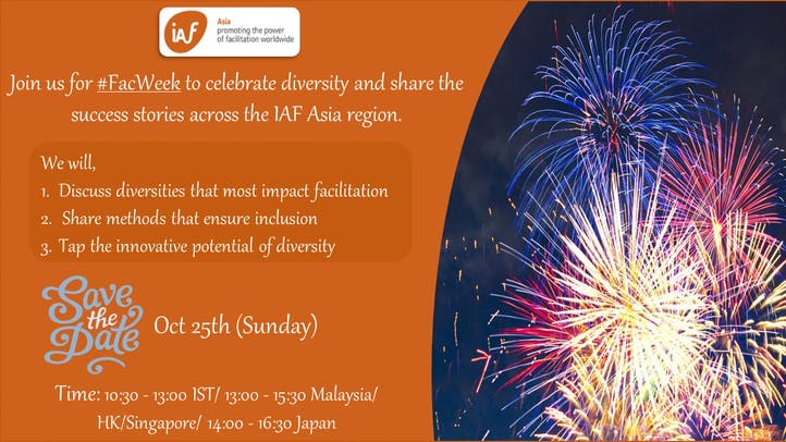IAFacilitators's tweet image. Join  us as we celebrate diversity across all 10 @IAF_Asia chapters! #facweek tinyurl.com/y3bu3gx9
