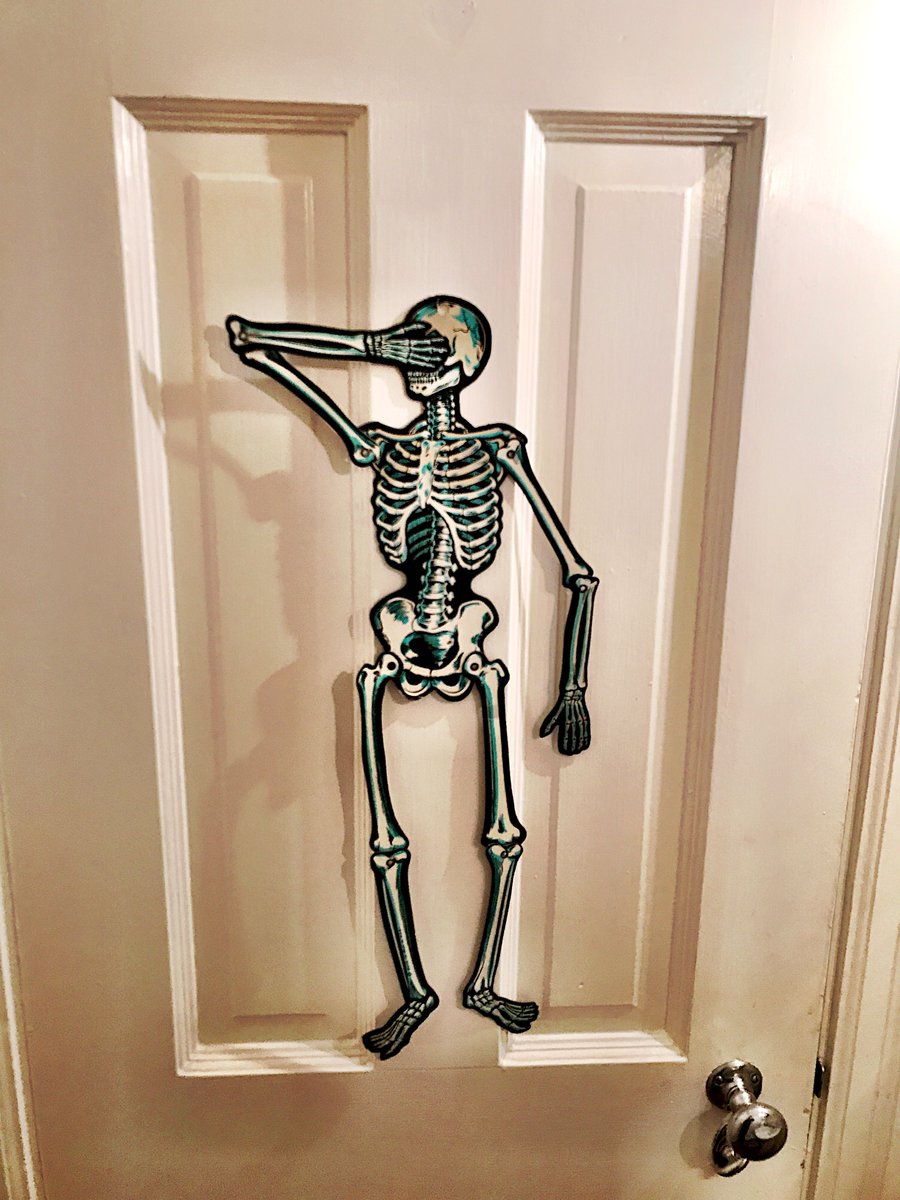 DerbyCityPhil's tweet photo. My mom has been hanging this particular Halloween decoration on the back of the bathroom door in her home since I was eight years old. 

It always makes me giggle. I’ve always thought  it is one of the most awesome and funny things in the world. #OctoberJoy https://t.co/x3Pil1pmG4