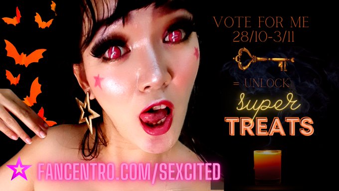 PLEASE VOTE FOR ME AS YOUR FAVOURITE 28/10-3/11 and join TREAT FOR TREAT @FanCentro to unlock special<a href="/tag/fancentro"class="tags"><span>#fancentro</span></a>