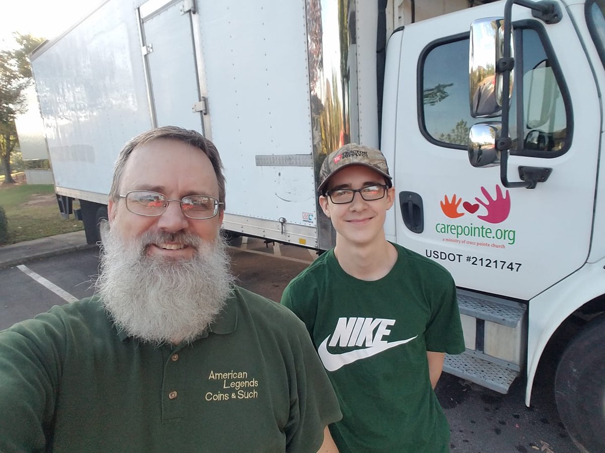 crosspointega's tweet photo. Jim Tate and son Joshua serving at CarePointe this morning. Be in prayer especially for Joshua who leaves for training at Parris Island next week. #cpserves #carepointe https://t.co/QpaTovVWPQ