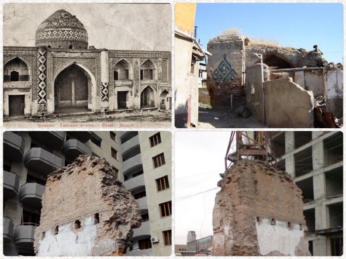 Azerbaijani Abbas Mirza Mosque (built in 1810) in Yerevan, Armenia. Totally destroyed and replaced with a high-rise.Pass it on to Armenian government's propagandists and crooks.