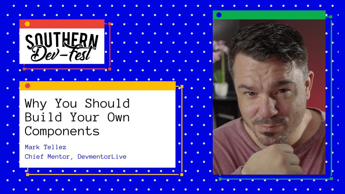 SouthernDevFest.com is proud to announce Mark Tellez 
as a speaker at this year's virtual event!

Reserve your spot now at SouthernDevFest.com for the Nov. 7 event.

#DevFest #GDG #SouthernDevFest