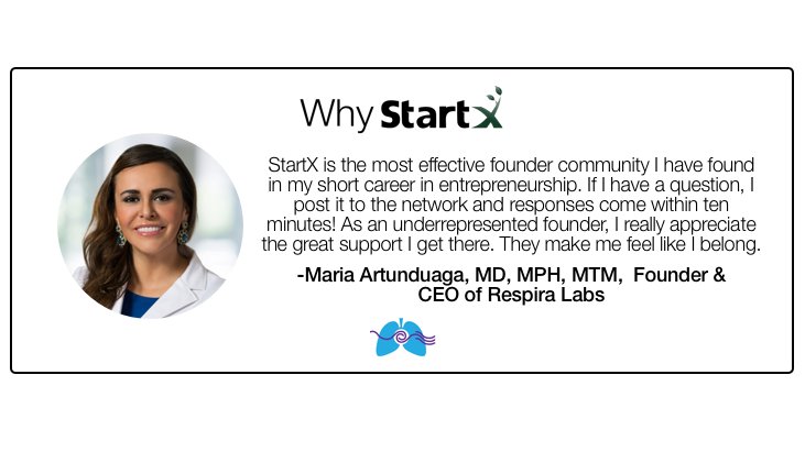 StartX's tweet photo. #2days to apply! https://t.co/k2bt1f9XoW From 🇨🇴, @DrArtunduaga is a #plasticsurgerytrainee ➡️ CEO, @FogartyInnov Ferolyn Fellow &amp; @NSF / @nih_nhlbi backed. @RespiraLabs built a platform to monitor lung function at 🏡 using a #wearablepatch and acoustic resonance analysis system. https://t.co/u0i9p7T8fj