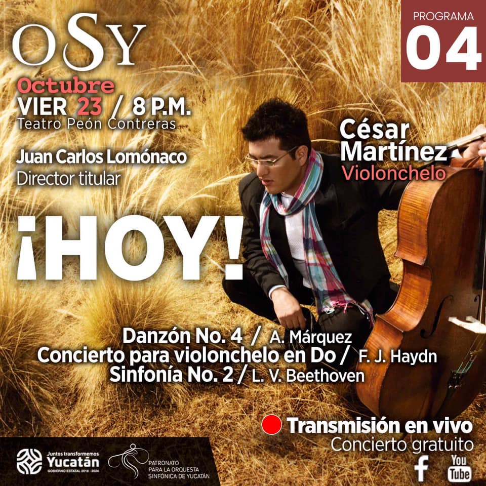 VisitMeridaMx's tweet photo. 👉Disfruta HOY a las 8 p.m. el cuarto concierto de esta gran temporada, (Octubre-Diciembre 2020)✨.
💻 EN VIVO a través de facebook: Orquesta Sinfónica de Yucatán y YouTube: https://t.co/Kbfr3sGjFY
#VisitMeridaMx #WeLoveMerida https://t.co/YXdu5YrPr2