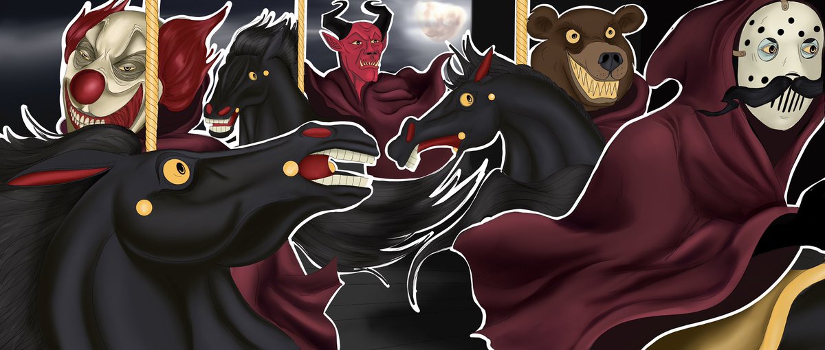 WHO'S READY FOR ANOTHER SPOOKY LIVE SHOW?!?!

For the last Halloween show of the season, we collaborated with another AMAZING artist, @smoothbrain_d - zoom in and see the detail!!

Join us LIVE TOMORROW NIGHT @ 8 PM est. For Horror Show X!