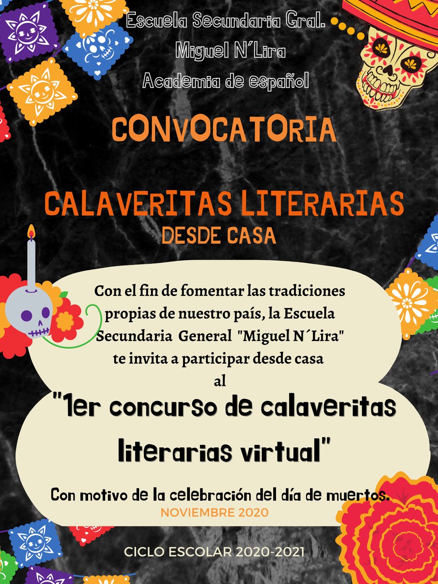 Molester explorar algun lado Secundaria Miguel N. Lira - 29DES0012Z on Twitter: "1er. concurso virtual de  calaveritas literarias - 28 de Octubre de 2020. https://t.co/zSLuSceIBA" /  Twitter