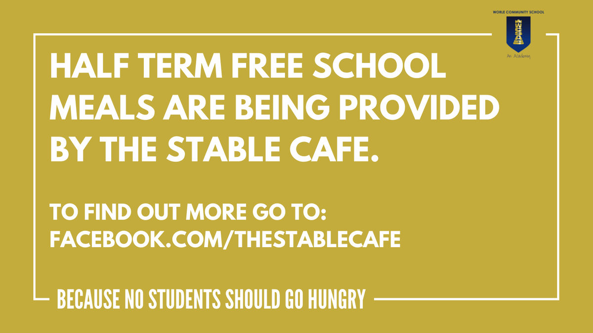 TeamWCSA's tweet photo. It is vital that students are able to access meals during the half term. 
The Stable Cafe in WSM are offering packed lunches for those students that need it. All requests must be sent to them by Sunday! https://t.co/SdcfVG9S4y