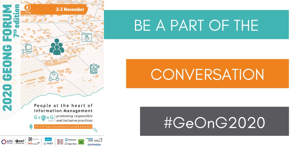 Interested in participatory mapping? Join the #2020GeOnG: >From beneficiaries to participants: mapping as an engagement tool for communities w/ @assocCartONG, @hotosm_uganda, @F3E_asso, @urbaMonde & Yaam Solidarités >2 workshops 🇫🇷 & 🇬🇧 w/ @assocCartONG ➡️live.eventtia.com/en/2020-geong-…