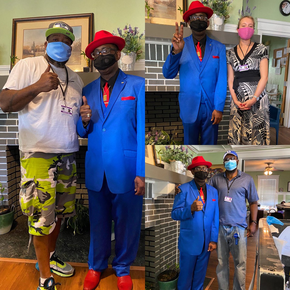 STSGdurham's tweet photo. Our Best Dressed Resident is leaving the house Sunday, and he wanted a picture with each staff member before he goes. We will miss his sharp dress and jokes but are so happy with everything that he accomplished during his time at STSG! #successfultransition #STSG #reentry https://t.co/Ewzlw9r9R9
