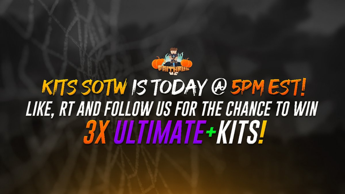 FaithfulNetwork's tweet photo. Kits SOTW takes place Today @ 5PM EST! 

Play solo or with a faction to compete in Events, FTOP and earn Tokens to redeem a variety of prizes from the token shop.

Like, RT and Follow us for the chance to win 3x Ultimate+ Kits! 💜 https://t.co/j3inoF7gxT