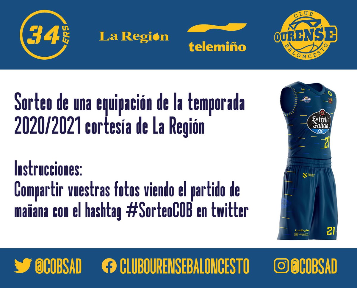 COBSAD's tweet photo. 🎲 SORTEO | Nuestros amigos de @LaRegion quieren sortear una camiseta de nuestro equipo 😍
¿Qué debéis hacer? Algo muy sencillo, compartir vuestras fotos viendo el partido de mañana con el hashtag #SorteoCOB en Twitter.
El lunes anunciaremos el ganad@r.
#ForzaCOB https://t.co/I7jsZ4VSaq