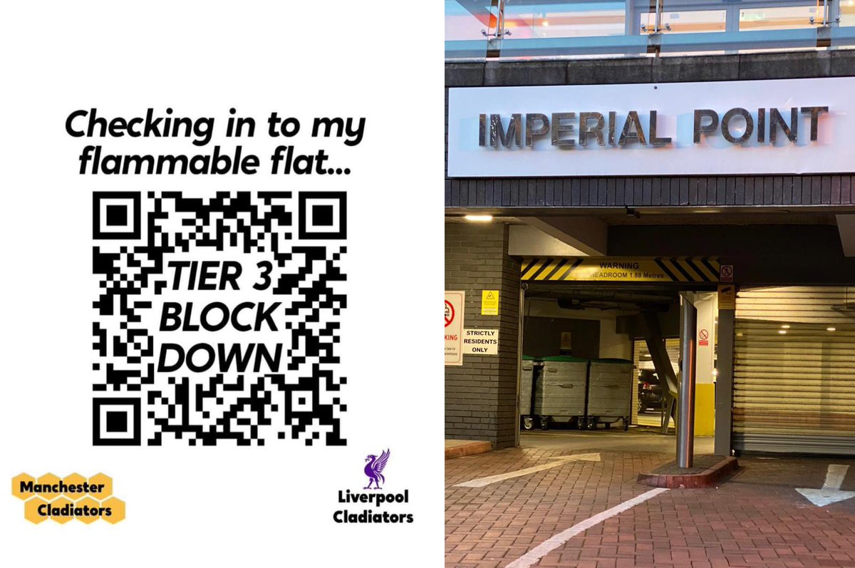 Imperial Point SQ (@imperialpointsq) on Twitter photo 300+ residents checking in to flammable flats <a href="/ImperialPointSQ/">Imperial Point SQ</a> this evening in Tier 3 #Manchester
And all desperately wondering when our cladding nightmare will end.
<a href="/McrCladiators/">Manchester Cladiators</a>
<a href="/EOCS_Official/">End Our Cladding Scandal</a>
#EndOurCladdingScandal
#Tier3Blockdown 
<a href="/RobertJenrick/">Robert Jenrick</a> 
<a href="/mhclg/">Ministry of Housing, Communities & Local Gov</a> 300+ residents checking in to flammable flats <a href="/ImperialPointSQ/">Imperial Point SQ</a> this evening in Tier 3 #Manchester
And all desperately wondering when our cladding nightmare will end.
<a href="/McrCladiators/">Manchester Cladiators</a>
<a href="/EOCS_Official/">End Our Cladding Scandal</a>
#EndOurCladdingScandal
#Tier3Blockdown 
<a href="/RobertJenrick/">Robert Jenrick</a> 
<a href="/mhclg/">Ministry of Housing, Communities & Local Gov</a>