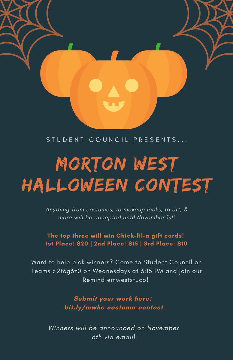Want to show some Halloween spirit in quarantine this year? Show off your style, skills, and more with our Halloween Contest! Submissions will be accepted until November 1st via the following link: bit.ly/mwhs-costume-c… #MortonPride #OrgullosoMorton #SpookySeason <a href="/Morton201/">Morton 201</a>