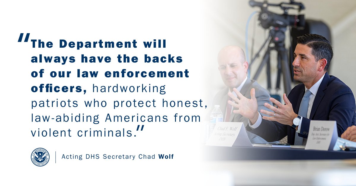 DHSgov's tweet photo. The Department will always have the backs of our law enforcement officers. Together, we will protect America from those who wish to destroy our cities, our communities, and our way of life. https://t.co/92qAPYBzjt