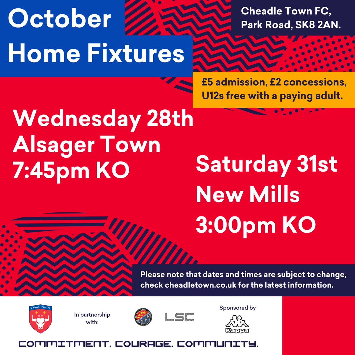 No game this weekend for the first team but we're at home twice next week, so get your tickets now! ⏲️

In the mean time follow <a href="/cheadlestingers/">Cheadle Town Stingers</a> &amp; <a href="/CheadleTownU18s/">Cheadle Town U18s</a> to see how they get on. 🔴⚪

Capacity limited, tickets here - bit.ly/34maK41

#WeAreCheadle #Cheadle