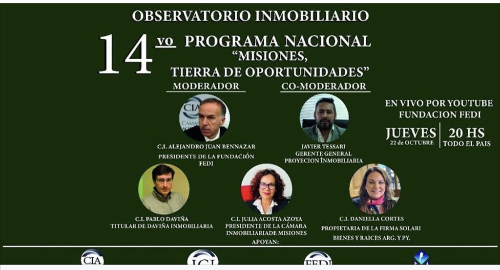 cim_camaraInmob's tweet photo. Nos sentimos orgullosos de la participación que tuvieron los Socios de la Cámara Inmobiliaria que parciparon del panel: Julia Acosta Azoya -Del Oeste Inmuebles , Daniela Cortes -Solari Bienes Raices- y Pablo Daviña de -Daviña Inmobiliaria-@MisionesTurismo https://t.co/FDhR4LDnUY