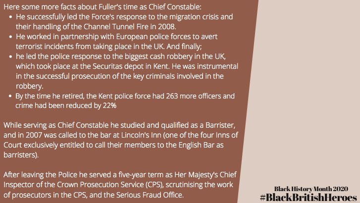 Today’s Black British Hero is Michael Fuller the first and only Black Chief Constable ever appointed in the UK.(New logo = new colours)  #BlackHistoryMonthUK    #BHM    #BlackBritishHeroes