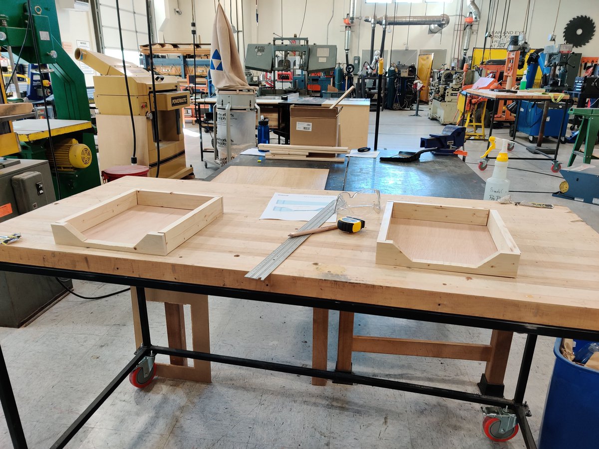DemandGenDan's tweet photo. Made his and her paper trays for our home office @FUSEMakerspace Got to learn about Dado blades from mentor Dana. Nice way to start off the weekend #FUSEFriday #woodworking #buildsomething https://t.co/Wy5QcmPZ0M