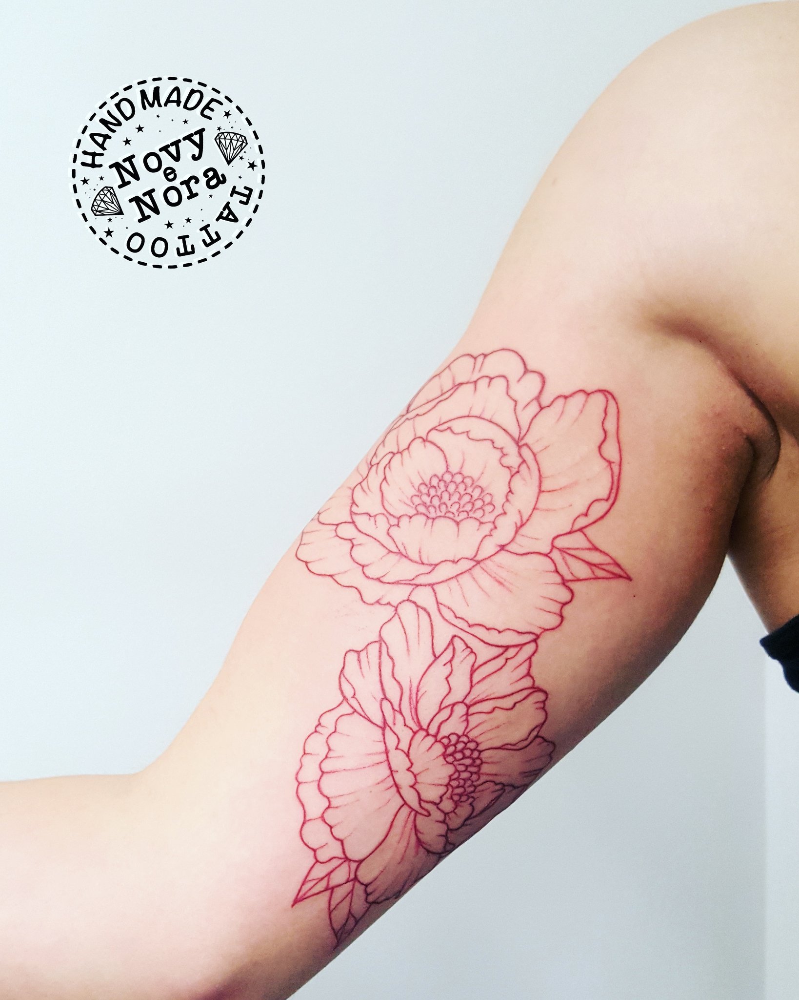 Peony Flowers Leaves Tattoo Compositions Black Stock Vector Royalty Free  1869538852  Shutterstock