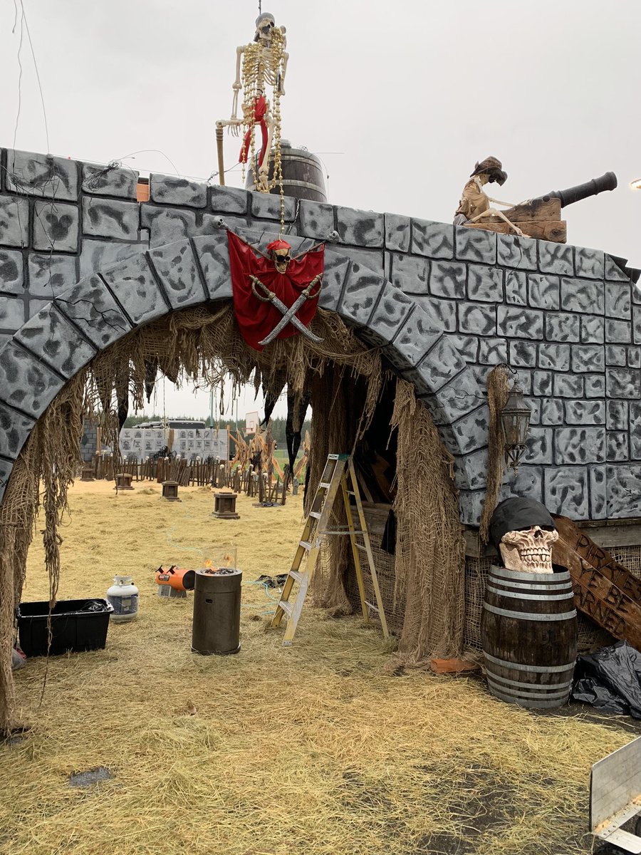 PrincipalSTMS's tweet photo. Halloween Pirate Ship is coming along. Opening Saturday from 4-10:30pm at Summit Trail MS. Drive thru only for COVID safety. Bring donations for @MapleValleyFB and PTA https://t.co/msUdN0Ne8o