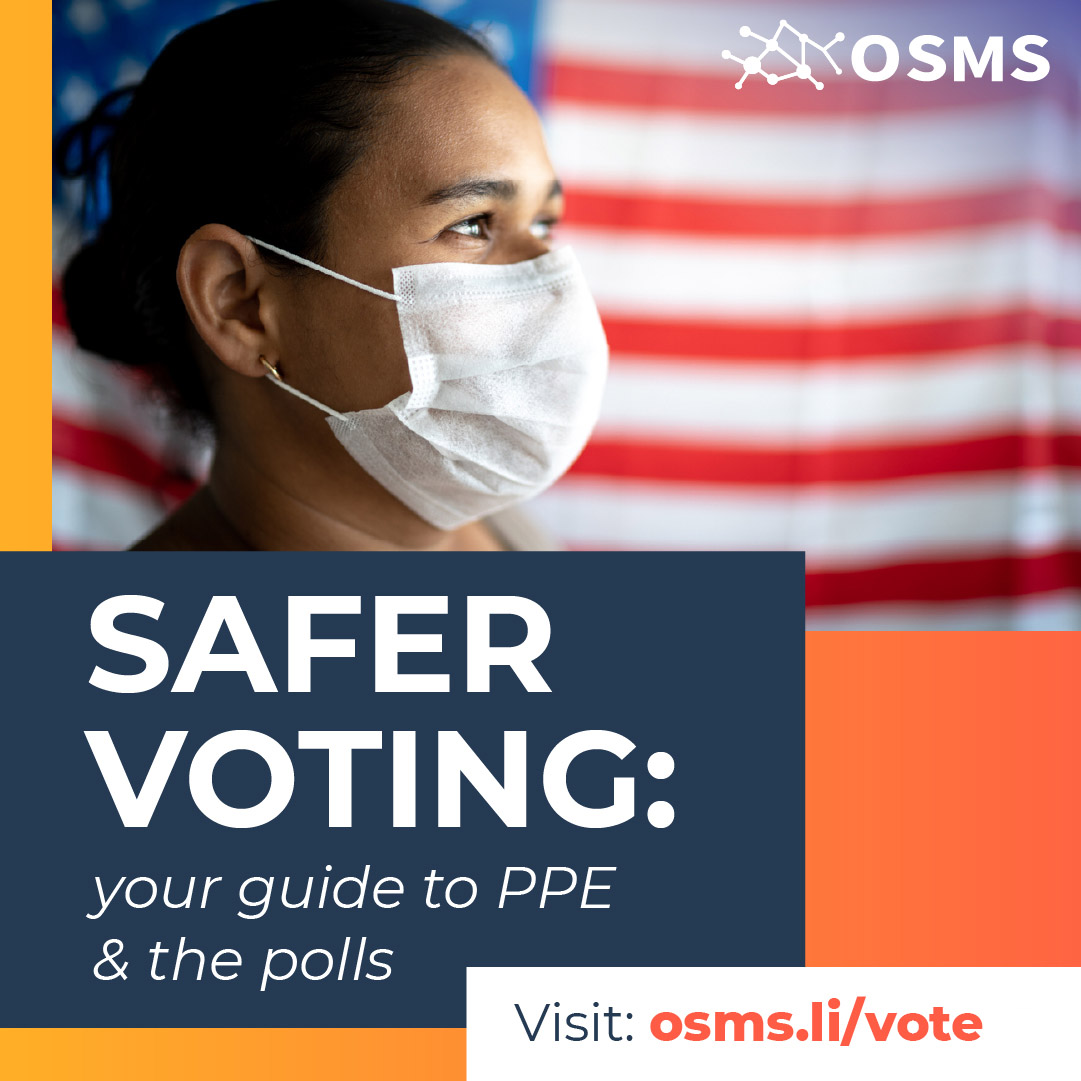 RESOLVENGO's tweet photo. Trying to figure out how to vote safely in-person? Look no farther than the @OSMedSupplies Voter Safety Guide, which has resources for poll managers, poll workers, volunteers and voters. Access and download more info here: https://t.co/Llzz0sTQXF https://t.co/g96rLTJoLo