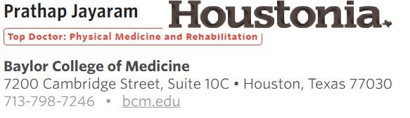 BCM_PMandR's tweet photo. Congrats to @PJayaramMD for being listed as a Top Doc in #Physiatry by @HoustoniaMag 👏🏽🍾🎉 https://t.co/mKlCzvWDUN