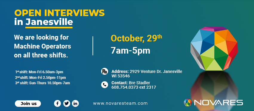 Novaresteam's tweet image. [EVENT - coming soon] Open interviews in Janesville 

#novaresteam #career #readyforchallenge