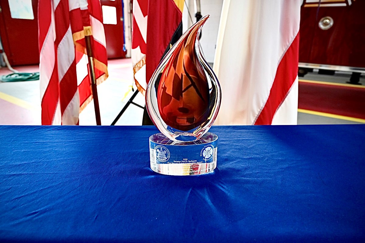 PGFDFireChief's tweet photo. It was an honor to receive the 2020 Senator Paul S. Sarbanes Fire Service Safety Leadership Award today at Station 806. We will continue to focus on the safety and wellness of all of our members. #OnecountyOnedepartmentOnemission #PGFD https://t.co/QIQhn18Xsz