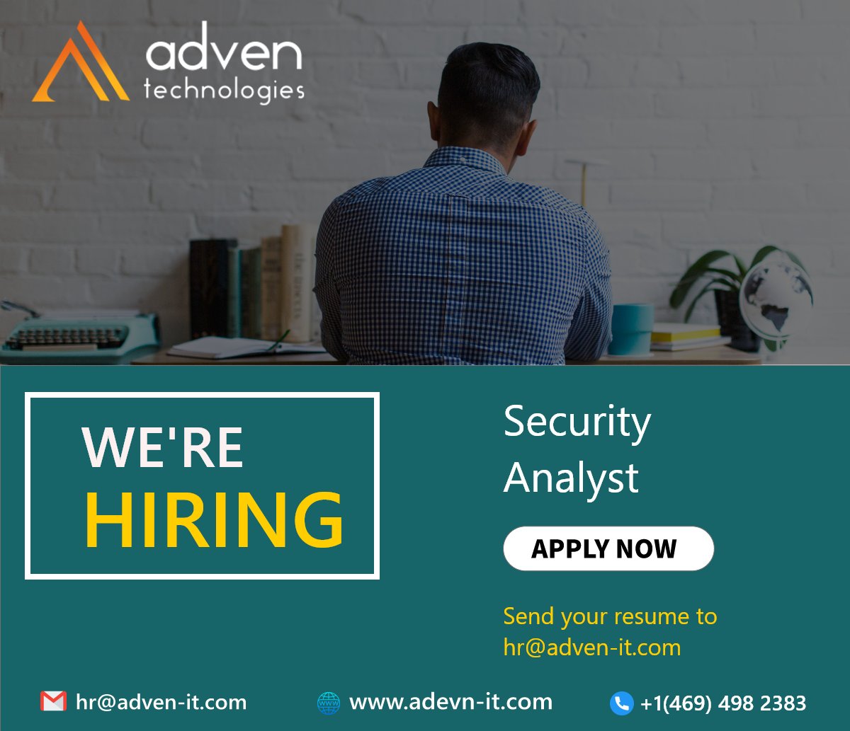 AdvenTechnolog1's tweet photo. We are hiring a Security Analyst in Dallas, USA.

Interested Candidates can send resumes to hr@adven-it.com

For more info:- https://t.co/mF1AZODsYr

#wearehiring #securityanalyst #dallas #usa #recruitment #directclient #usstaffing #itstaffing #itjobs #itindustry  #adven https://t.co/HKpjQB0bBg