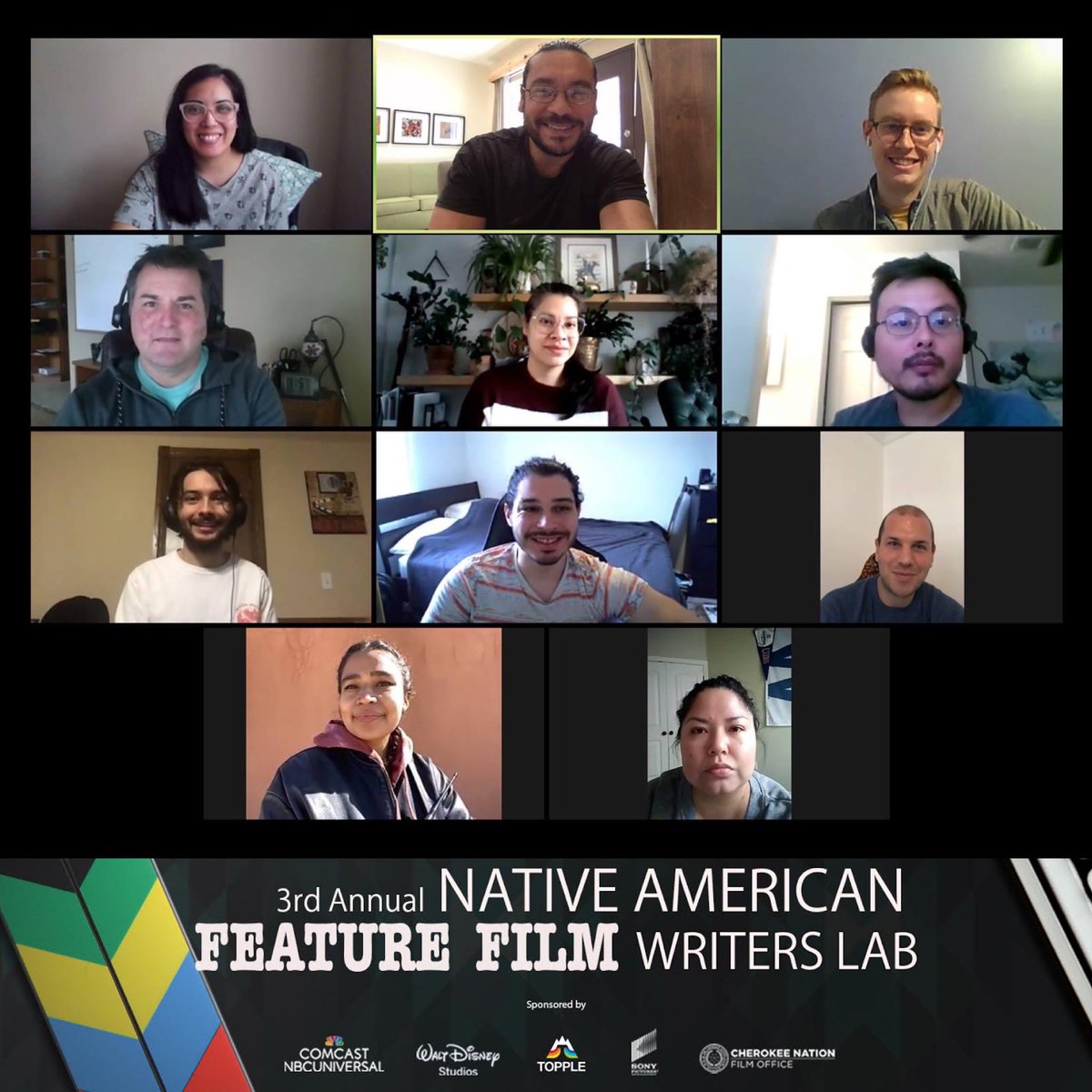 LASKINSFEST's tweet image. Native American Feature Film Writers Lab - Meeting with NBCUniversal GTDI!  The lab #nativewriter fellows met with the @nbcunitips team! They discussed their many writing programs in film, TV &amp;amp; animation, their brands, &amp;amp; what they look 4 in new applicants! #RepresentationMatters