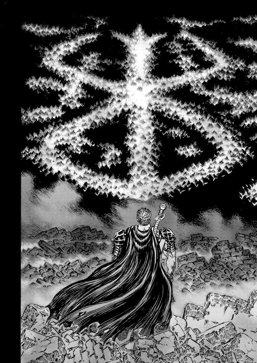 Moving on to the second memory, it seems like SK is in the physical world now. The hellish landscape is no longer there, and we instead see a background of burning land akin to Femto's rebirth ceremony in Conviction. This implies that he somehow survived the "Eclipse" like Guts