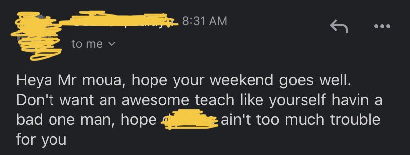 Our students will never know this, but a simple message like this provide us (teachers) hope and power to continue doing what we do; especially during these tough time. #StayStrong #StayPositive #WeGotThis