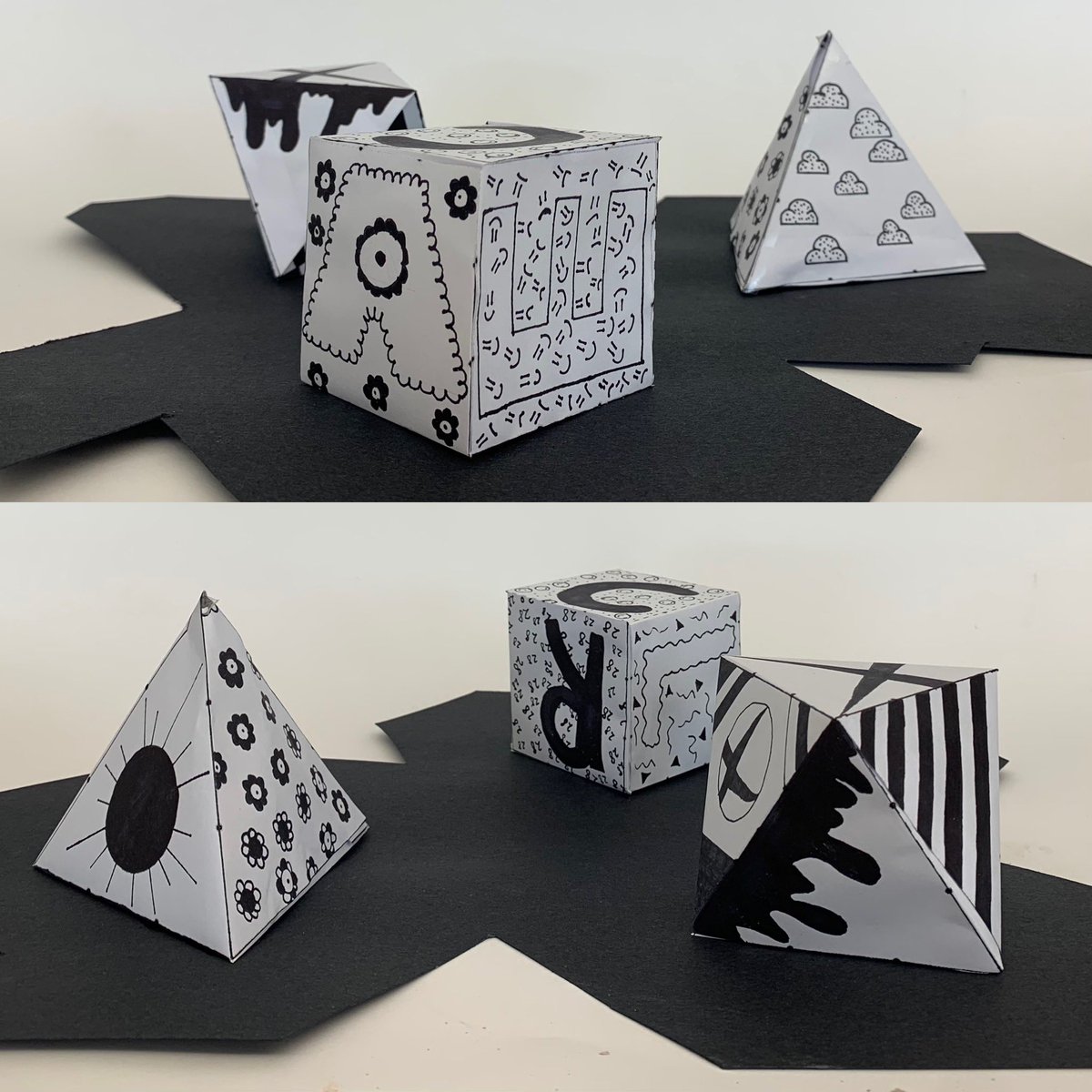 3d_mhs's tweet photo. Art Comp 1 s’s apply 2d skills to 3D forms- thinking about composition of form and how to photo 3D at home. Both virtual and ftf. @ArtsFCS @dpbrown99 @JonesBC_MHS @CaptainPainter #3d #polyhedrons https://t.co/ObMcuAvEww