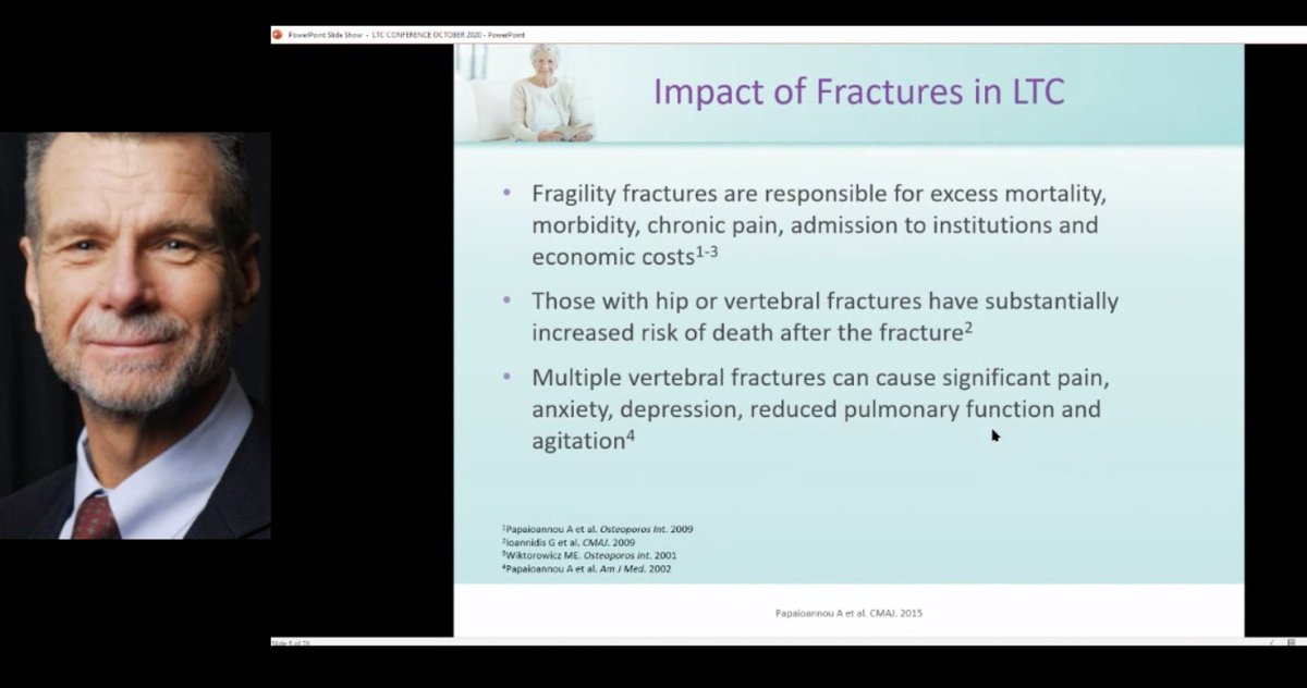 OnLTCC's tweet photo. A vertebral fracture in LTC can result in 10 - 20% loss of lung function. Dr. Algis Jovaisas at #PPLTC20 https://t.co/RjQ8oDogj1