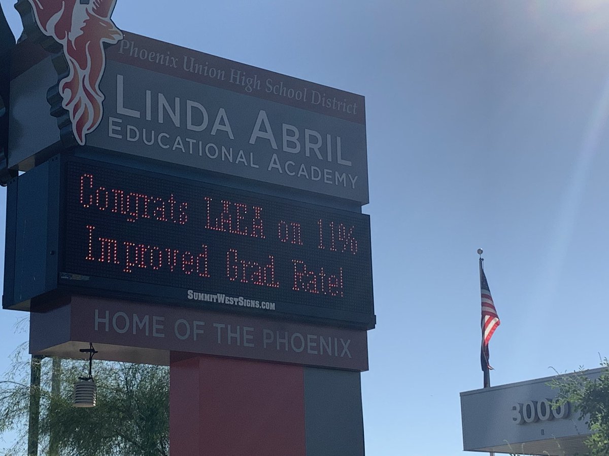 AbrilAcademy's tweet photo. Arizona Department of Education sent us a congratulations letter acknowledging the hard work and commitment of #LAEA faculty & staff reflected in an 11% increase in graduation rate from 2017 to 2019! #ThisIsWhoWeAre @PhoenixUnion https://t.co/y8avx6xxya