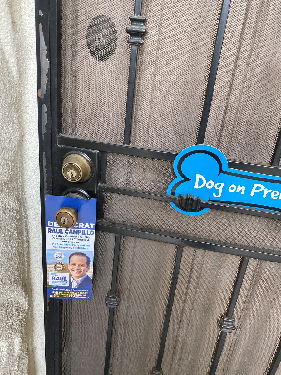 MyersSD30's tweet photo. Now walking door to door in Grantville literature drop supporting @RunWithRaul Raul Campillo for San Diego City Council District 7. We can’t afford anything less. #RunWithRaul https://t.co/oQQLdZ3PTq
