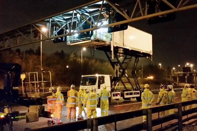 Highways England tried to come up with innovative solutions, such as this lorry-cum-scissor lift, similar to those used at airports, but you're fixing a problem afterwards, not designing the issue out before its built (Link  https://www.theconstructionindex.co.uk/news/view/scissor-lift-truck-proposed-for-speeding-motorway-sign-replacement) 6/