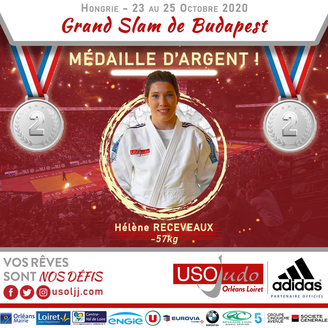 Hélène Receveaux (-57 kg) décroche une superbe médaille d'🥈au Grand Slam de Budapest aujourd'hui ! 🇭🇺🤩👏 Demain, place à Agathe Devitry en -63kg ! 🤞💪
#usoljj #silvermedal #judo #usojudo #GrandSlamBudapest #Budapest2020 #equipedefrance
